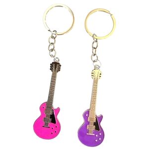 Pink and Purple Colorful Retro silver Tone Guitar Purse Charms